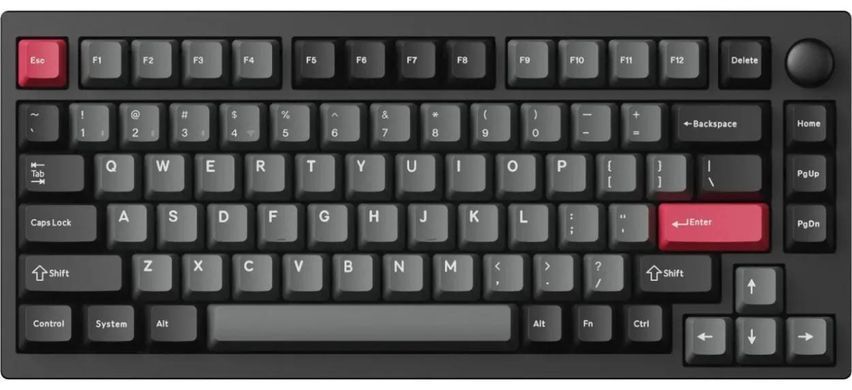 Клавіатура механічна Lemokey P1 Pro 84Key, Keychron Super Brown, WL/BT/USB-A, QMK/VIA, Hot-Swap, EN/UKR, RGB, Knob, Carbon Black (P1P-M3-UA) [103706]