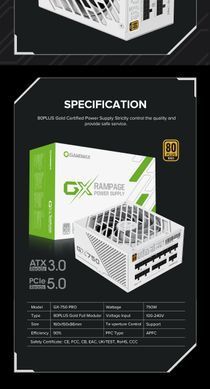Блок живлення GAMEMAX (GX-750 PRO WH (ATX3.0 PCIe5.0)) [303191]