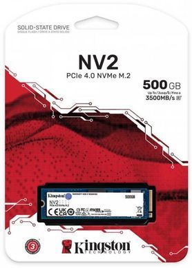 Накопичувач SSD 500GB M.2 NVMe Kingston NV2 M.2 2280 PCIe Gen4.0 x4 (SNV2S/500G) [67903]