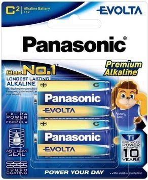 Батарейка Panasonic Evolta лужна C(LR14) блістер, 2 шт. (LR14EG/2B) [115209]