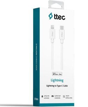 Кабель Ttec USB Type-C - Lightning (M/M), 1.5 м, White (2DKM04B) [603755]