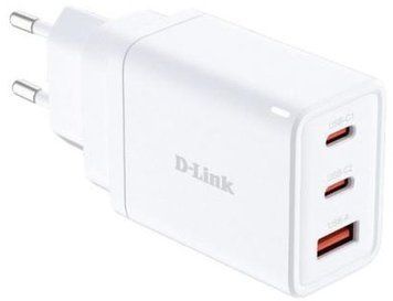 Зарядний пристрій мережевий D-Link 65Вт GaN 2хUSB-С, 1xUSB-A, білий (DCP-651) [111307]