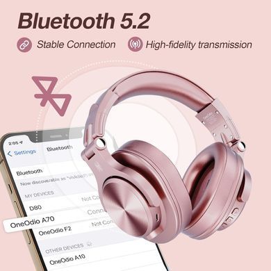 Гарнітура OneOdio Fusion A70, Bluetooth+3,5мм/6,35мм, Rose Gold (A70 Rose Gold) [404487]