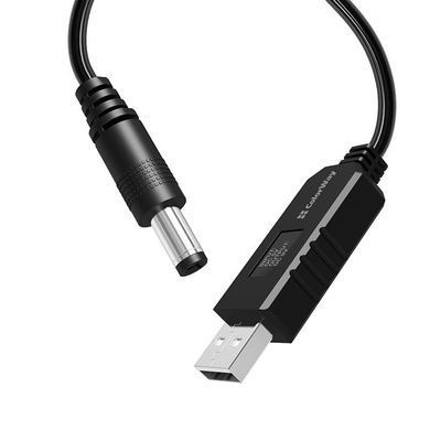 Кабель ColorWay для роутера 9V (USB -DC 5.5х2.5mm) 1 м, Black (CW-CBUD066-BK) [607383]