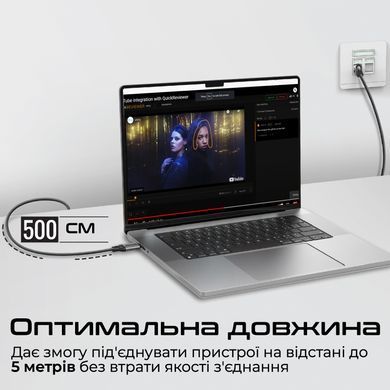 Кабель Promate Clink USB Type-C - RJ-45, 5 м, Black (clink-rj45) [604289]