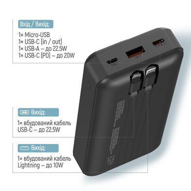 Універсальна мобільна батарея ColorWay Optimal Power 20000mAh Black (CW-PB200LPB5BK-PDD) [618545]