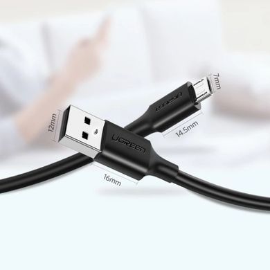 Кабель USB 2.0 AM-Micro M, 1м, (60W) Nickel Plating Чорний, US289 UGREEN (60136) [404059]