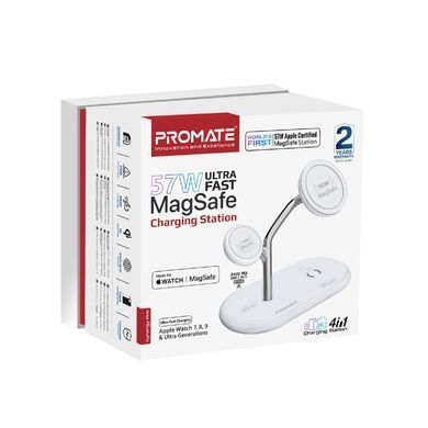 Бездротовий зарядний пристрій Promate Synergy-Pro MagSafe 57W White (synergy-pro.white) [603396]