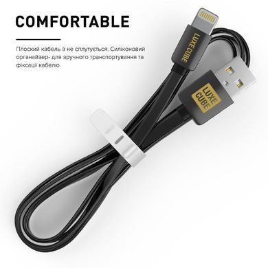Кабель Luxe Cube Flat USB - Lightning (M/M), 1 м, чорний (2231252964019) [603805]