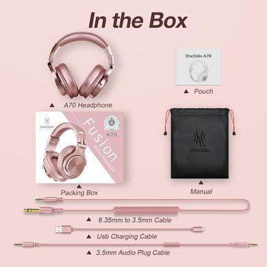 Гарнітура OneOdio Fusion A70, Bluetooth+3,5мм/6,35мм, Rose Gold (A70 Rose Gold) [404487]