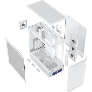 Корпус Modecom VOLCANO AQ500 ARGB MIDI FRONT LCD 6,2&rdquo;, 4x120mm fans WHITE без БЖ ATX (MC-A-AQ500-4FA-W) [405389]