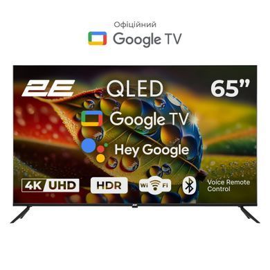 Телевізор 65" 2E QLED 4K 60Hz Smart Google TV Black (2E-65A77Q) [102208]
