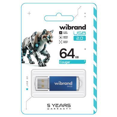 Флеш-накопичувач Wibrand USB 2.0 Cougar 64Gb Blue (WI2.0/CU64P1U) [802941]