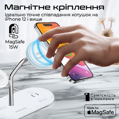 Бездротовий зарядний пристрій Promate Synergy-Pro MagSafe 57W White (synergy-pro.white) [603396]