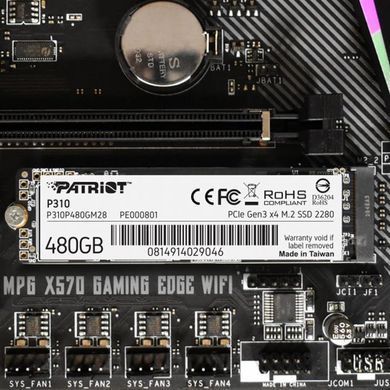 Накопичувач SSD 480GB Patriot P310 M.2 2280 PCIe NVMe 3.0 x4 TLC (P310P480GM28) [608101]