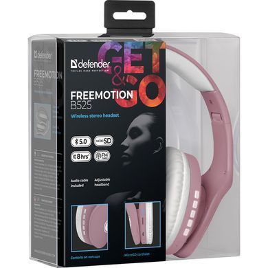 Гарнітура Defender FreeMotion B525, Bluetooth+3,5мм, White-Pink (63528) [401817]