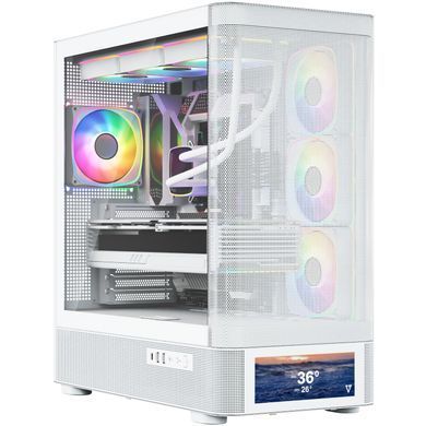 Корпус Modecom VOLCANO AQ500 ARGB MIDI FRONT LCD 6,2&rdquo;, 4x120mm fans WHITE без БЖ ATX (MC-A-AQ500-4FA-W) [405389]