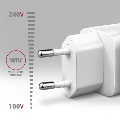 Мережевий зарядний пристрій AXAGON, 3x port (USB + dual USB-C), PD3.0/QC4+/PPS/Apple, 65W, Білий (ACU-DPQ65W) [502987]