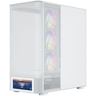Корпус Modecom VOLCANO AQ500 ARGB MIDI FRONT LCD 6,2&rdquo;, 4x120mm fans WHITE без БЖ ATX (MC-A-AQ500-4FA-W) [405389]