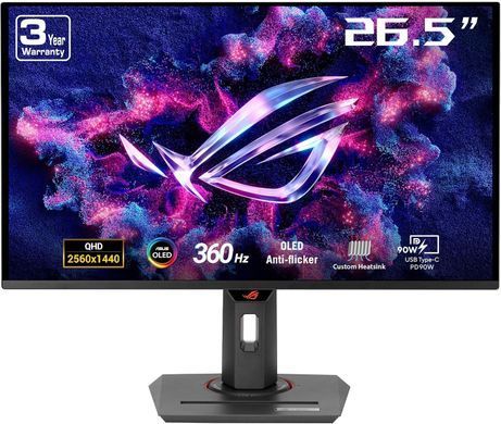 Монітор Asus 26.5" ROG Strix XG27ACDNG 2xHDMI, DP, USB-C, 3xUSB, OLED, 2560x1440, 360Hz, 0.03ms, DCI-P3 99%, G-SYNC, FreeSync, Pivot, HDR400 (90LM0AN0-B01970) [101043]