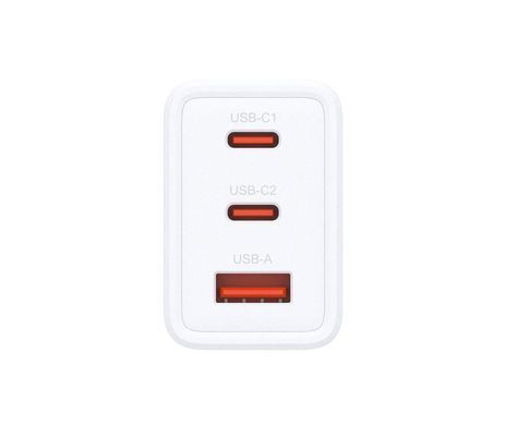Зарядний пристрій мережевий D-Link 65Вт GaN 2хUSB-С, 1xUSB-A, білий (DCP-651) [111307]