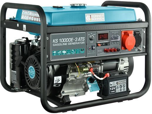 Генератор бензиновий Konner&Sohnen KS 10000E-3, 400В, 7.5кВт, 3 фази, АВР (ATS), електростартер, 89.2кг (KS10000E-3ATS) [105974]