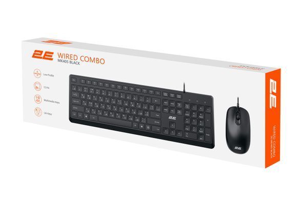 Комплект клавіатура та миша 2E MK405 USB-A, EN/UK/RU, чорний (2E-MK405UBK) [103606]