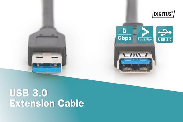 Кабель ASSMANN USB 3.0 (AM/AF) 3.0м, чорний (AK-300203-030-S) [114131]