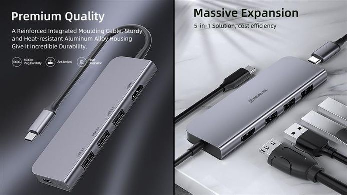 USB-хаб REAL-EL CQ-700 4 ports (EL123110002) [605109]