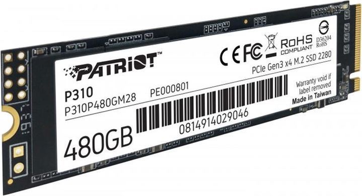 Накопичувач SSD 480GB Patriot P310 M.2 2280 PCIe NVMe 3.0 x4 TLC (P310P480GM28) [608101]