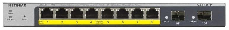Комутатор NETGEAR GS110TP 8xGE PoE, 2xSFP, 55Вт, Керований L2 (GS110TP-300EUS) [15003]