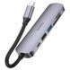 USB-хаб HOCO HB28 Type-C multi-function converter(HDTV+USB3.0+USB2.0+SD+TF+PD) Metal Gray (6931474769336) [805379], фото 4