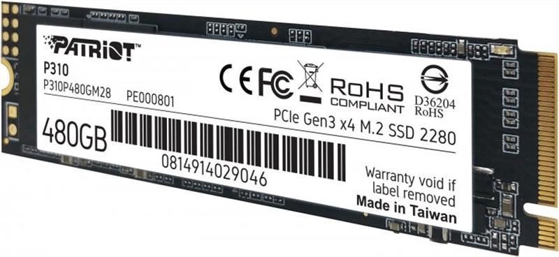 Накопичувач SSD 480GB Patriot P310 M.2 2280 PCIe NVMe 3.0 x4 TLC (P310P480GM28) [608101]