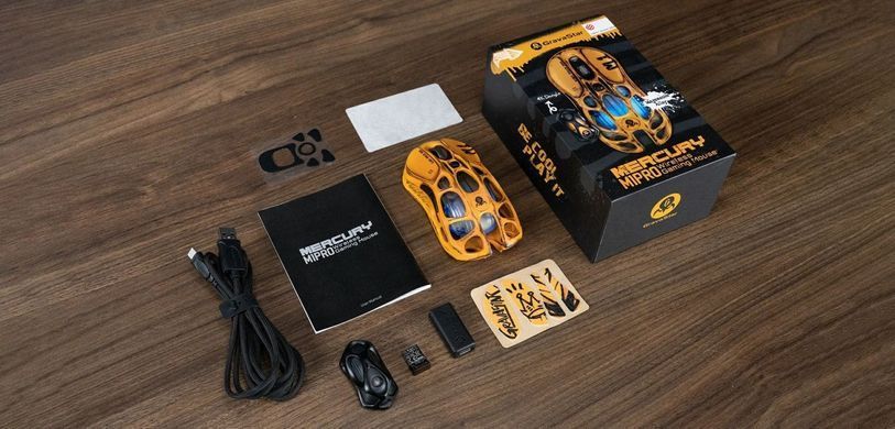 Миша GravaStar Mercury M1 Pro, magnesium alloy body, BT/WL/USB-A, RGB, Battle-Worn Yellow (GSM1PRO_YLW) [114369]