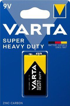 Батарейка Varta Super Heavy Duty вугільно-цинкова 6F22 (6LR61, MN1604, MX1604,Крона) блістер, 1 шт (02022101411) [113357]