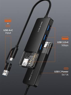 USB-хаб Cabletime USB Type-C 4-в-1 (CB03B) [605130]