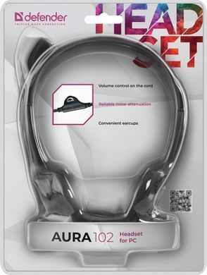 Гарнітура Defender Aura HN-102, 2х3,5мм, Black (63102) [401747]