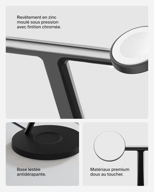 Зарядний пристрій бездротовий Belkin 3в1 Magnetic Pad Qi2 15Вт, чорний (WIZ032KQBK) [109039]