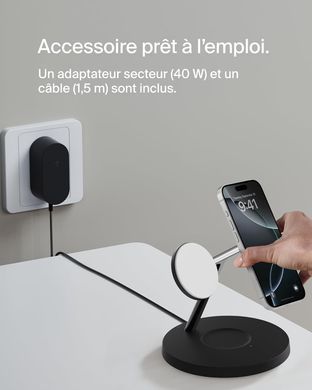 Зарядний пристрій бездротовий Belkin 3в1 Magnetic Pad Qi2 15Вт, чорний (WIZ032KQBK) [109039]