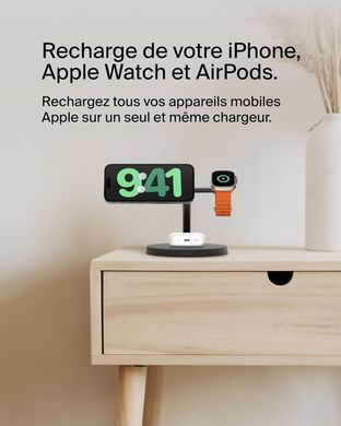 Зарядний пристрій бездротовий Belkin 3в1 Magnetic Pad Qi2 15Вт, чорний (WIZ032KQBK) [109039]