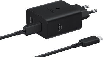 Зарядний пристрій мережевий Samsung 50Вт 2xUSB-С, кабель USB-C > USB-C, 1.8м, чорний (EP-T5020XBEGEU) [108425]