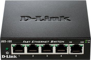 Комутатор D-Link /E 5xFE, Некерований, Метал (DES-105) [105198]