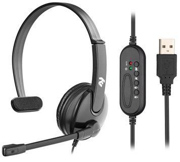Гарнітура ПК моно On-ear 2E CH12 USB, omni-mic, 2м, чорний (2E-CH12MU) [107164]
