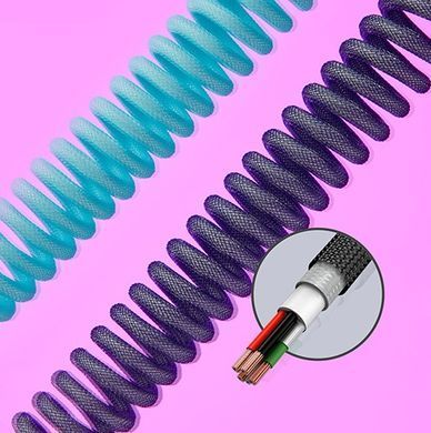 Кабель заряджання/синхронізації HyperX USB-A > USB-C, спіральний, 1.37м, сіро-чорний (6J679AA) [108569]