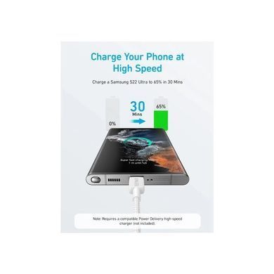 Кабель Anker 322 USB-C - USB-C, 1.8 м, White (A81F6H21) [616976]