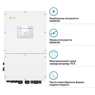 Гібридний інвертор трифазний Solis S6 30кВт, 3xMPPT, DC, для HV Batteries (S6-EH3P30K-H) [113929]