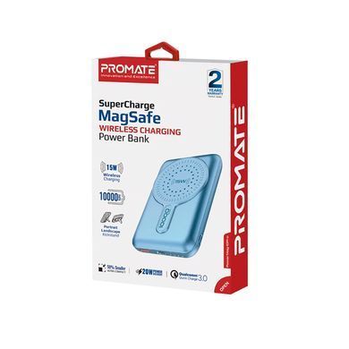 Універсальна мобільна батарея Promate PowerMag-10Pro 10000mAh 20W Blue (powermag-10pro.blue) [603491]