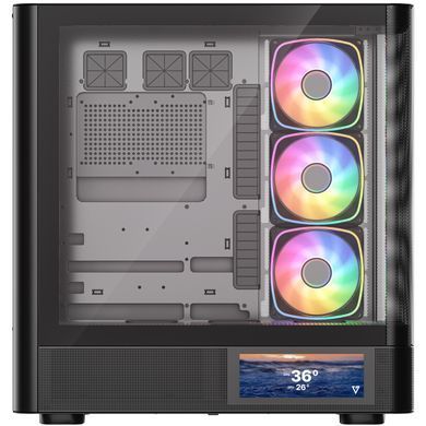 Корпус Modecom VOLCANO AQ400 ARGB MIDI SIDE LCD 6,2&rdquo;, 4x120mm fans BLACK без БЖ ATX (MC-A-AQ400-4FA-B) [405390]