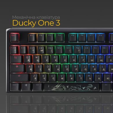 Клавіатура Ducky One 3 TKL Cherry MX Blue RGB UA USB Black (DKON2187ST-CUAPXCLAWSC1) [614118]