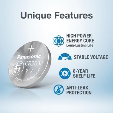 Батарейка Panasonic літієва CR2032 блістер, 1 шт. (CR-2032PT/1B) [115321]